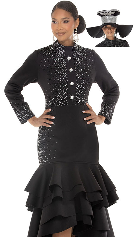 Donna Vinci 12301-H-BLK Ladies Church Dress-Hat