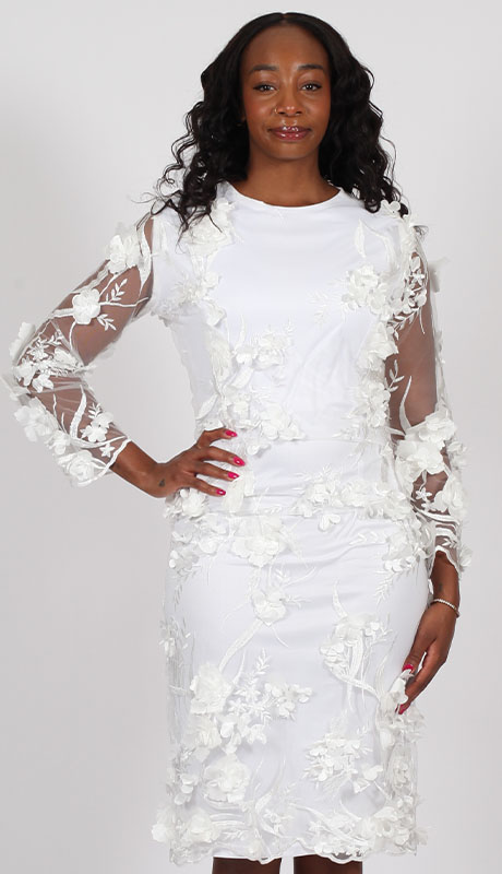 Diana Couture 8746-WHT Church Dress