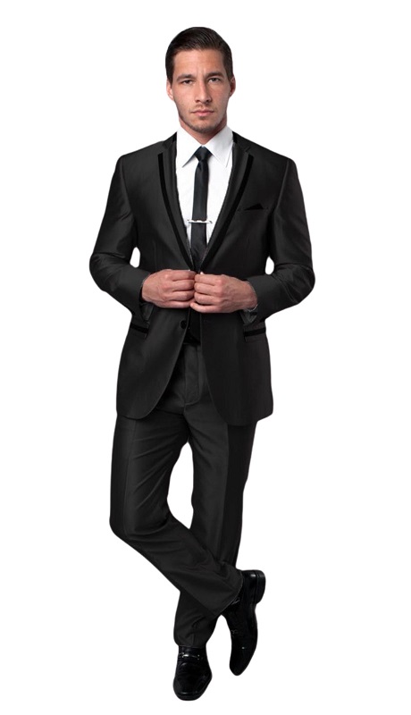 Tazzio Men's Button Suit M141S-01-BLK