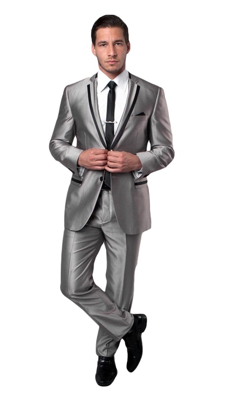 Tazzio Men's Button Suit M141S-02-GRY