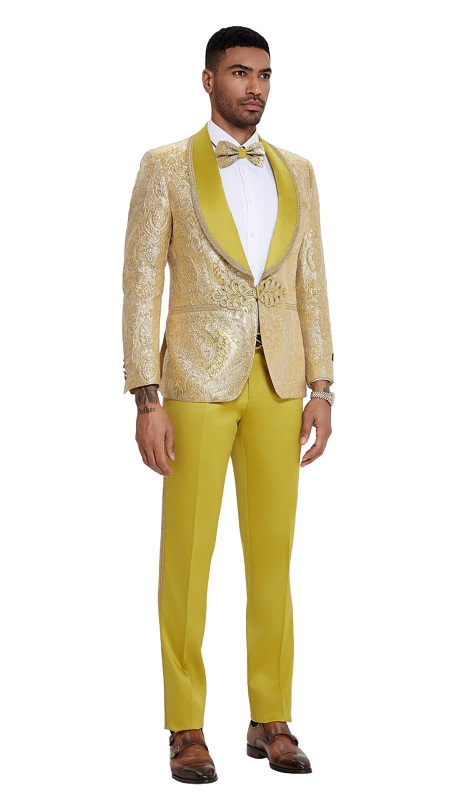 Tazzio Mens Suit M413SK-01-YELLOW