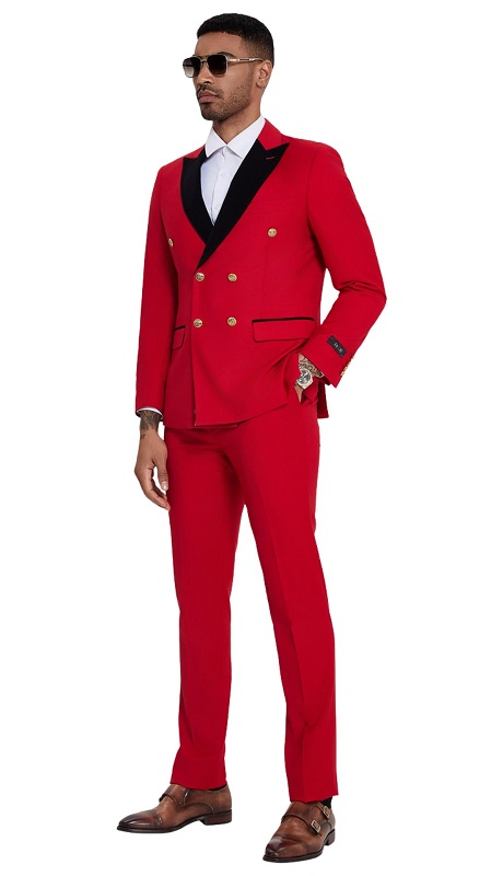 Tazzio Mens Suit M415SK-07-RED