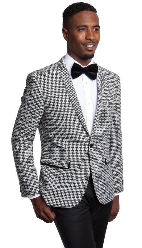 Empire Mens Sports Coat MJ184S-BLK-WHT