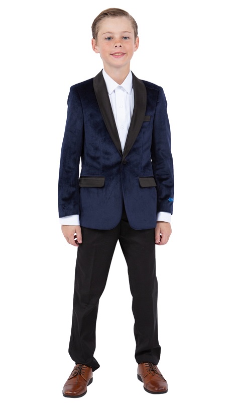 PERRY ELLIS BOYS Suit-PBJ408-02-NAVY-BLK SATIN