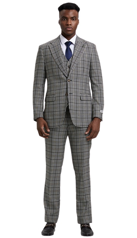 Stacy Adams SM162H1-02-WHT-BLK Mens Suit