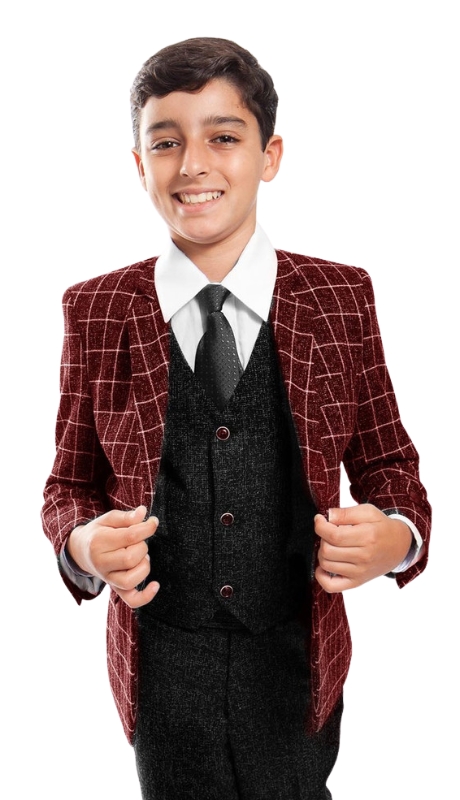 Tazzio Boys Suit B390-03-RED-BLACK