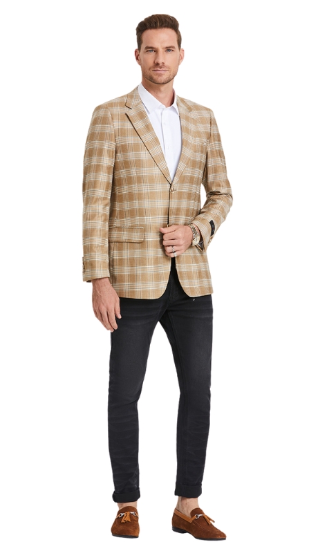 Tazzio Mens Sports Coat MJ374S-01-KHAKI