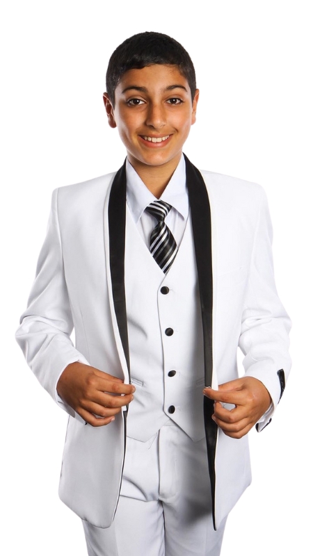 Tazzio Boys Suit B365-04-WHT-BLK