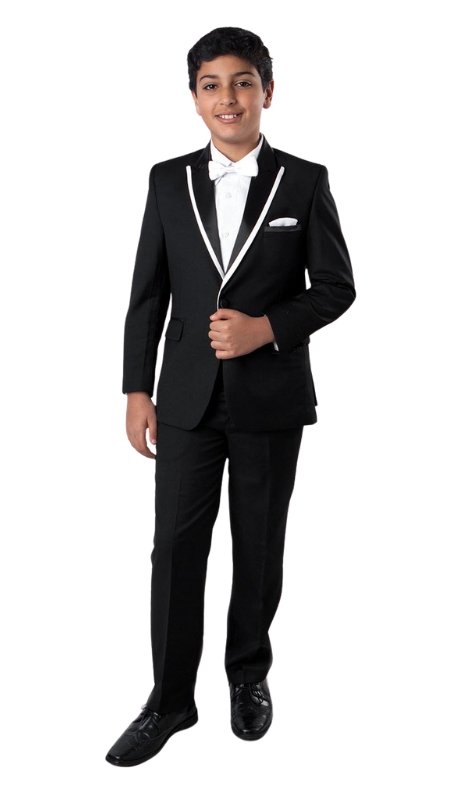 Tazzio Boys Suit BT187-02N-BLK-WHT