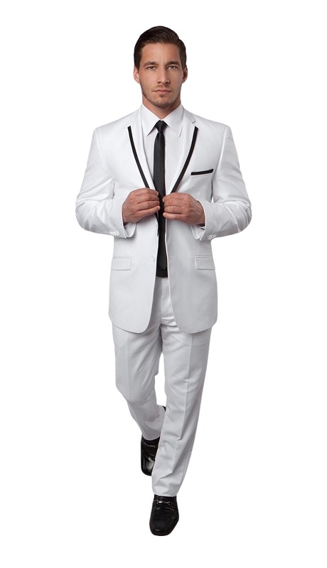 Tazzio Men's Button Suit M140S-02-WHT