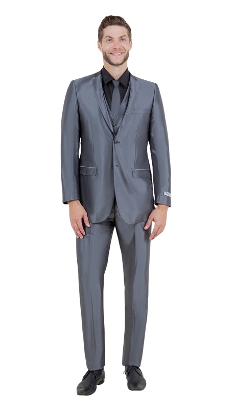 TAZZIO Mens Suit-M163S-02-DK.GREY
