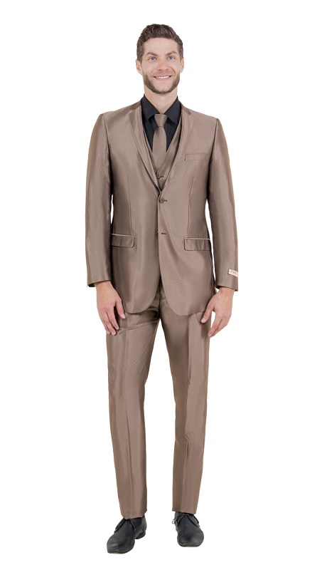 TAZZIO Mens Suit-M163S-03-DK. TAUPE