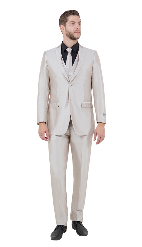 TAZZIO Mens Suit M163S-09-CHAMPAGNE 