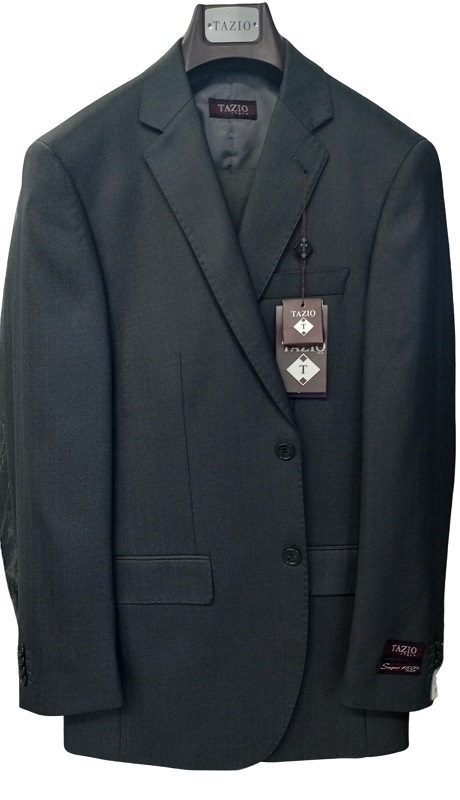 TAZZIO Mens Suit-M164-01-Dark Grey