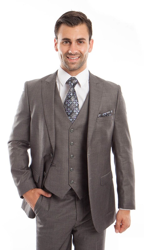 TAZZIO Mens Suit-M209S-02-Grey