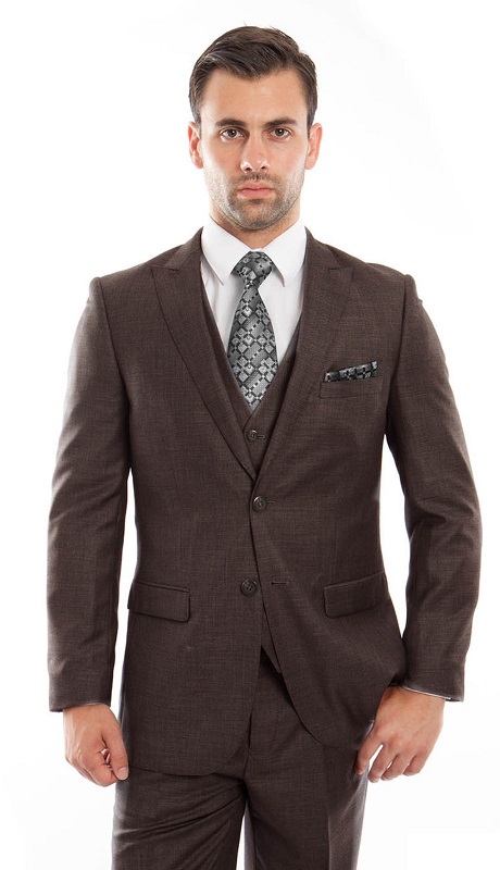 TAZZIO Mens Suit-M209S-03-Brown