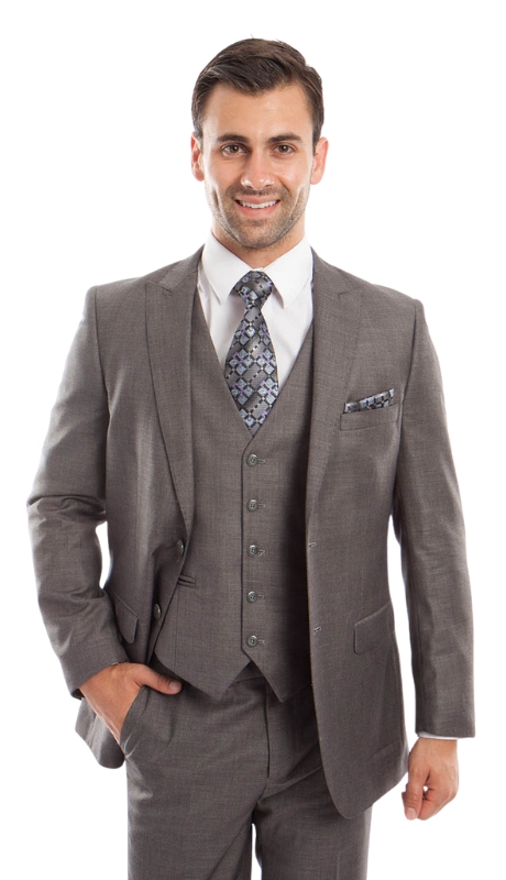 TAZZIO Mens Suit M209S-04-Mid Taupe