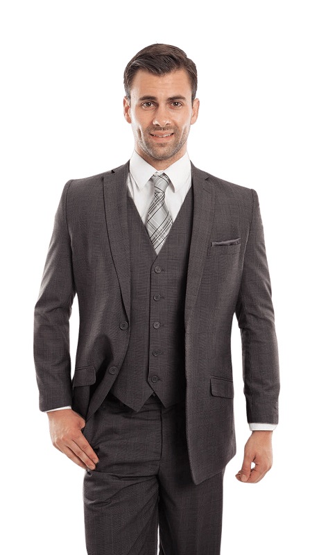 TAZZIO Mens Suit-M243S-02-Dk Grey