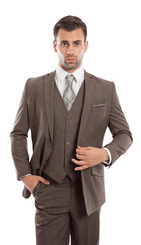 TAZZIO Mens Suit-M243S-03-Brown