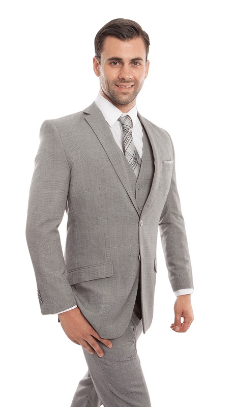 TAZZIO Mens Suit-M243S-04-Lt. Grey