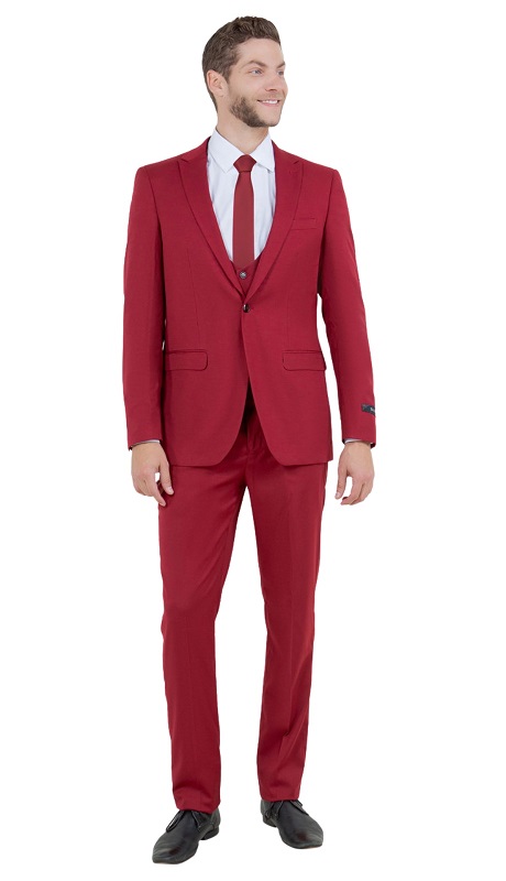 Tazzio Mens Suit-M255US-05-CHERRY RED 