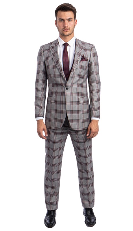 Tazzio Mens Suit M278S-02-GRY-BURG