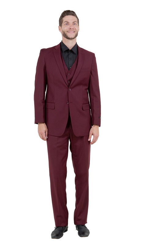 TAZZIO Mens Suit-M302-15-Burgundy