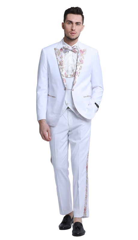 Tazzio Mens Suit-M331SK-02-WHITE
