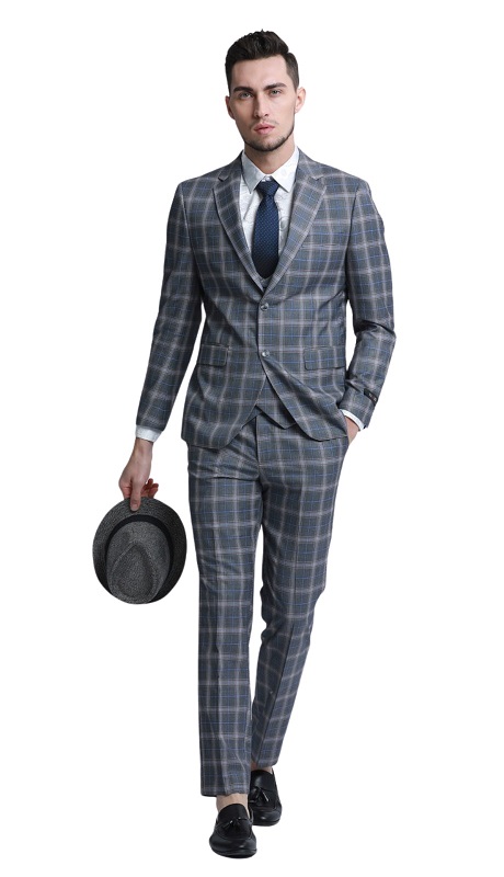 TAZZIO Mens Suit-M337SK-01-Grey