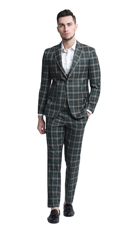TAZZIO Mens Suit-M337SK-02-Green