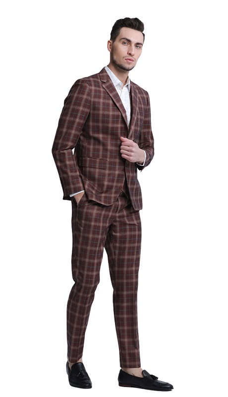 TAZZIO Mens Suit-M337SK-03-Burgundy