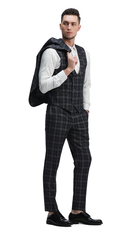 TAZZIO Mens Suit-M337SK-05-Charcoal