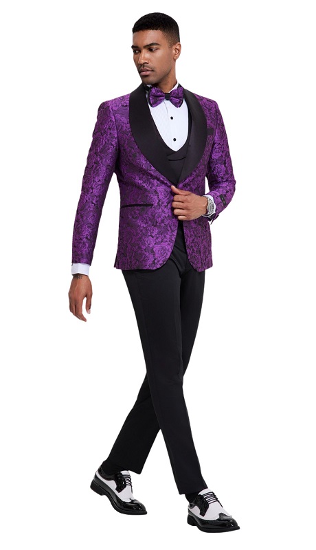 Tazzio Mens Suit M363SK-PUR-BLK