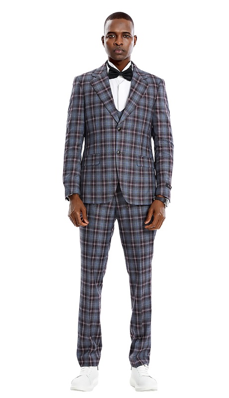 Tazzio Mens Suit-M373SK-04-MAROON GREY