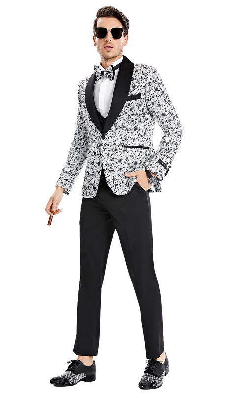 Tazzio Mens Suit-M374SK-02-Silver