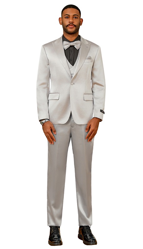 Tazzio Mens Suit-M390SK-08-Silver