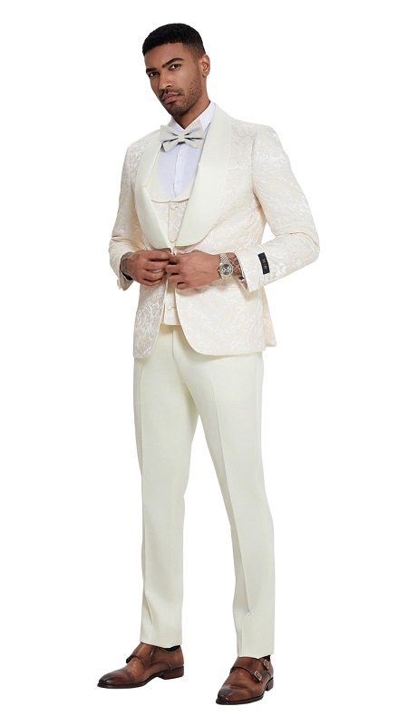 Tazzio Mens Suit-M408SK-01-Ivory 