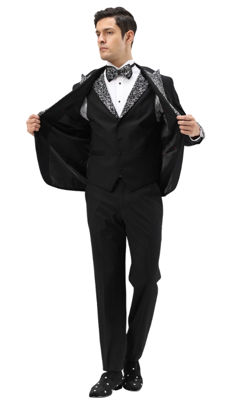 Tazzio Mens Suit M428SK-BLK