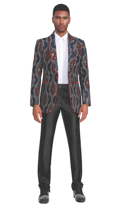 Empire Mens Sports Coat ME347H-01-NAVY-RED