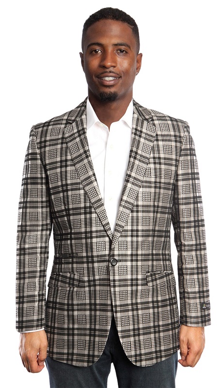 Tazzio Mens Sports Coat MJ112S-02-BLK-SIL