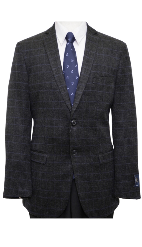 ZeGarie Mens Sports Coat MJ131-BLK/BLU