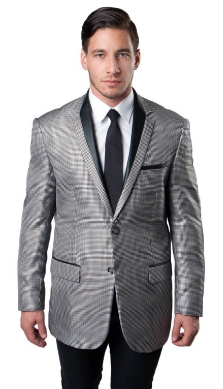 Tazzio Mens Sports Coat MJ139-01-BLK-WHT