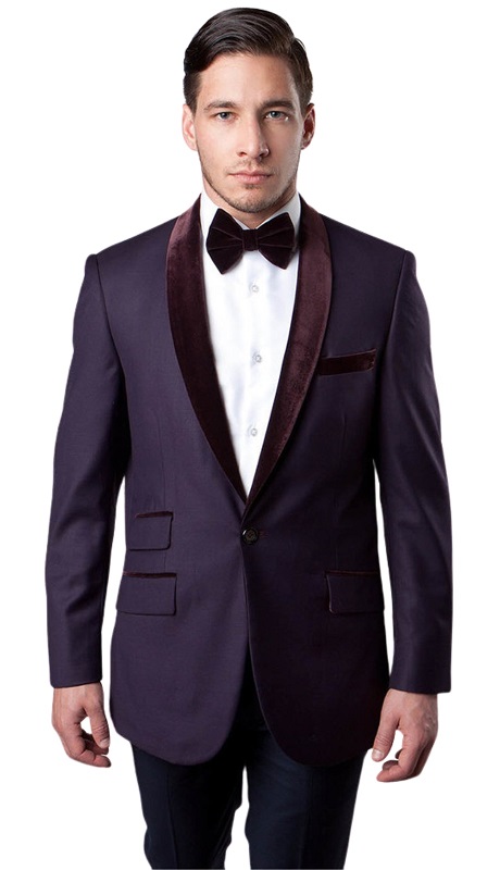 Tazzio Mens Sports Coat MJ145S-EGGPLANT