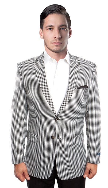 Tazzio Mens Sports Coat MJ165-BLK/WHT