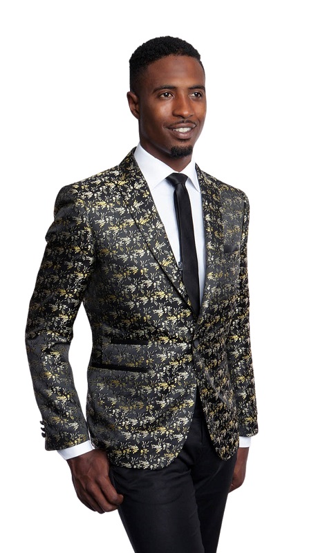 Empire Mens Sports Coat MJ183S-BLK-GLD