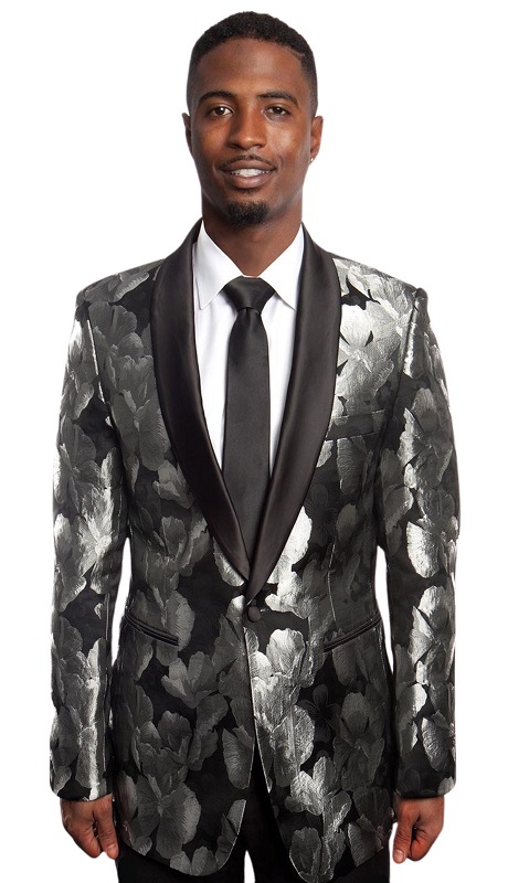 Empire Mens Sports Coat MJ205-SIL-BLK