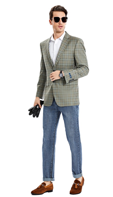 Tazzio Mens Sports Coat MJ359-02-OLIVE