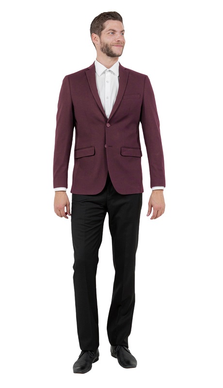 ZeGarie Mens Sports Coat MJ379S-06-BURGANDY