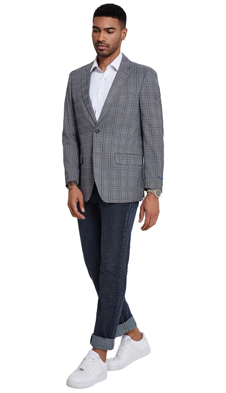 ZeGarie Mens Sports Coat MJ423-02-BLUE-GRAY
