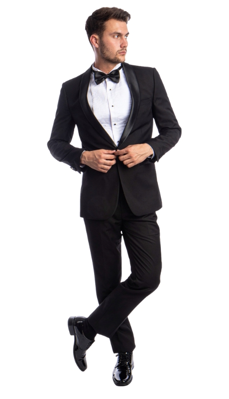 Azzuro Mens Tuxedo MT283S-01-BLK-SATIN